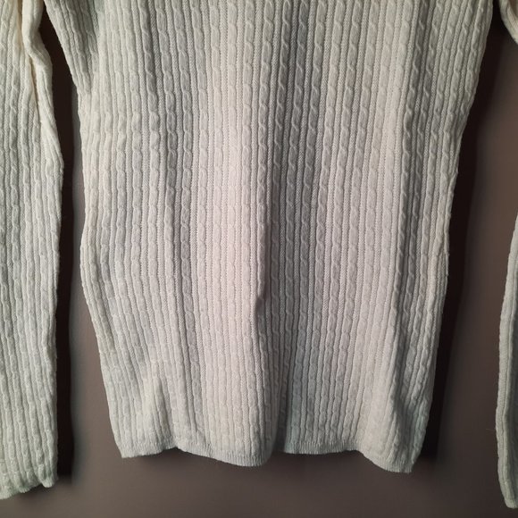 Peck&Peck White Cable Knit Cotton Alpaca Sweater M - Picture 7 of 15